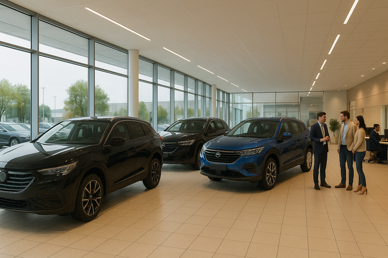 F&G del Golfo showroom with vehicles on display